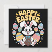 2025年イースター 卵 ウサギ 可愛い ウサギ 招待状 (正面)