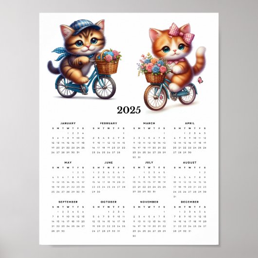 2025年ウォールカレンダーかわいい猫たち ポスター (正面)