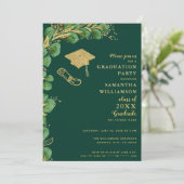2025年エメラルドグリーンと金ゴールド卒業 招待状 (スタンド正面)