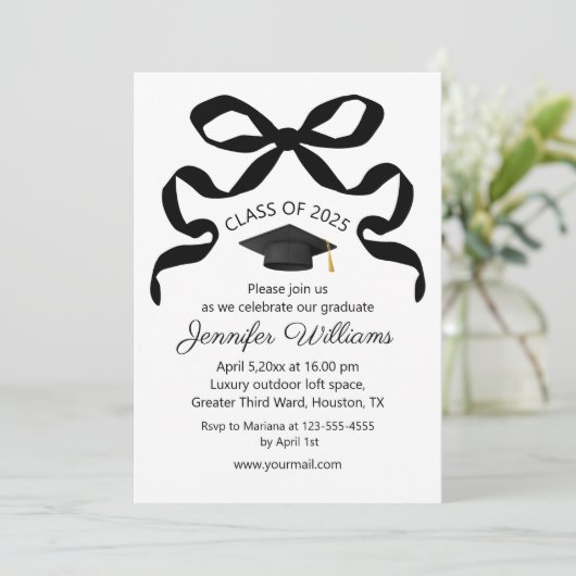 2025年エレガントのブラックボウ卒業パーティークラス 招待状 (スタンド正面)