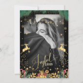 2025年エレガントの金ゴールドと赤の楽しいクリスマス シーズンカード (正面)