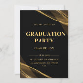 2025年エレガントクラス黒金ゴールドパーティの招待状 招待状 (正面)