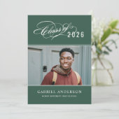 2025年エレガントグリーン写真卒業パーティーのクラス 招待状 (スタンド正面)