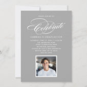 2025年エレガントブルーフォト卒業パーティーのクラス 招待状 (裏面)