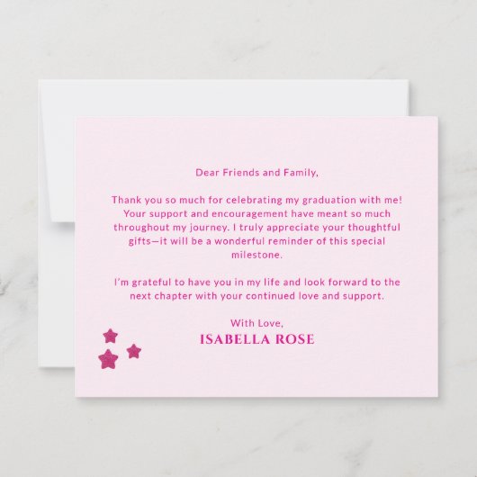 2025年エレガントホットピンク卒業のシックなクラス サンキューカード (裏面)