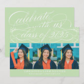 2025年エレガント写真卒業のスクリプトクラス 招待状 (正面/裏面)