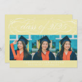 2025年エレガント写真卒業のスクリプトクラス 招待状 (正面/裏面)