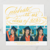 2025年エレガント写真卒業のスクリプトクラス 招待状 (正面/裏面)