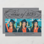 2025年エレガント写真卒業のスクリプトクラス 招待状 (正面/裏面)