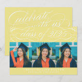 2025年エレガント写真卒業のスクリプトクラス 招待状 (正面/裏面)