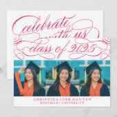 2025年エレガント写真卒業のスクリプトクラス 招待状 (正面/裏面)