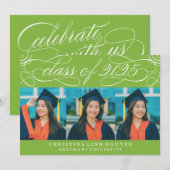 2025年エレガント写真卒業のスクリプトクラス 招待状 (正面/裏面)