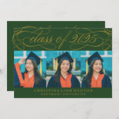 2025年エレガント写真卒業のスクリプトクラス 招待状 (正面/裏面)