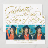 2025年エレガント写真卒業のスクリプトクラス 招待状 (正面/裏面)