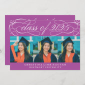 2025年エレガント写真卒業のスクリプトクラス 招待状 (正面/裏面)