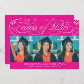 2025年エレガント写真卒業のスクリプトクラス 招待状 (正面/裏面)