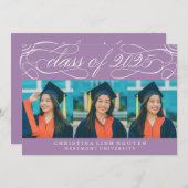 2025年エレガント写真卒業のスクリプトクラス 招待状 (正面/裏面)