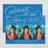 2025年エレガント写真卒業のスクリプトクラス 招待状 (正面/裏面)