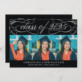 2025年エレガント写真卒業のスクリプトクラス 招待状 (正面/裏面)