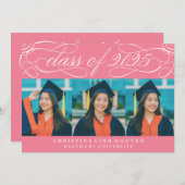 2025年エレガント写真卒業のスクリプトクラス 招待状 (正面/裏面)