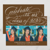 2025年エレガント写真卒業のスクリプトクラス 招待状 (正面/裏面)