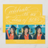 2025年エレガント写真卒業のスクリプトクラス 招待状 (正面/裏面)