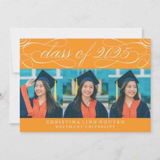 2025年エレガント写真卒業のスクリプトクラス 招待状 (正面)