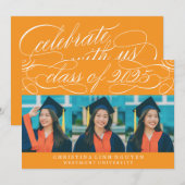 2025年エレガント写真卒業のスクリプトクラス 招待状 (正面/裏面)