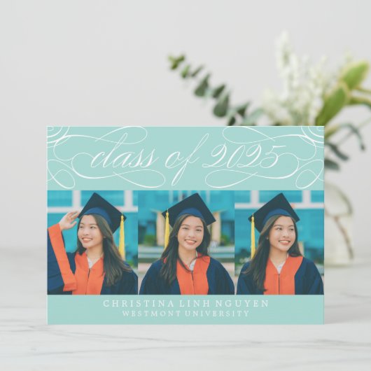 2025年エレガント写真卒業のスクリプトクラス 招待状 (スタンド正面)