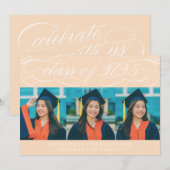 2025年エレガント写真卒業のスクリプトクラス 招待状 (正面/裏面)