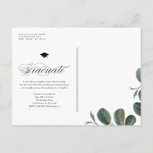 2025年エレガント写真卒業のスクリプトクラス 案内ポストカード (裏面)