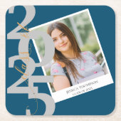 2025年エレガント写真卒業パーティーのクラス スクエアペーパーコースター (正面)