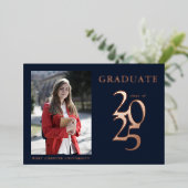 2025年エレガント写真卒業パーティー 箔招待状 (立ち正面)