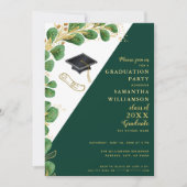 2025年エレガント卒業のグリーンホワイト金ゴールドクラス 招待状 (正面)