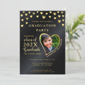 2025年エレガント卒業のブラックと金ゴールドクラス 招待状 (スタンド正面)