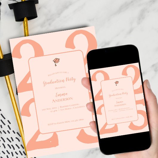 2025年エレガント卒業パーティーのミニマル級 招待状