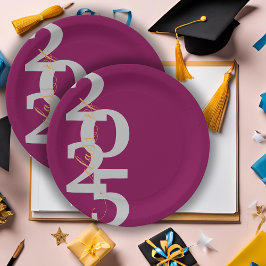 2025年エレガント卒業パーティーの赤いクラス ペーパープレート