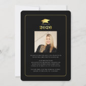 2025年エレガント卒業ブラック金ゴールド台本2枚 案内状 (裏面)