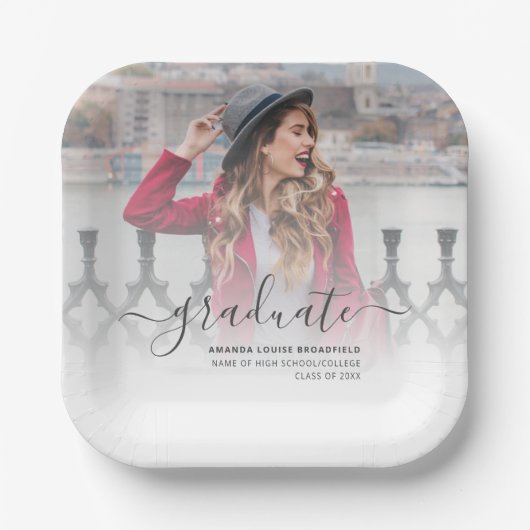 2025年エレガント卒業記念スクリプト卒業パーティー ペーパープレート (正面)