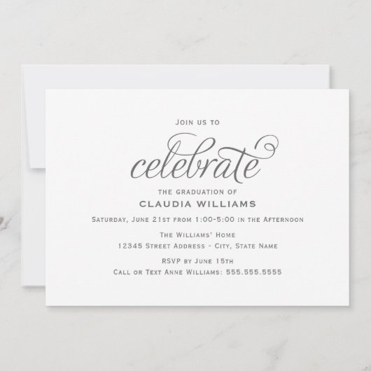 2025年エレガント台本写真卒業 招待状 (裏面)