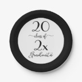 2025年エレガント大学院ブラックタイポグラフィ ペーパープレート (正面)