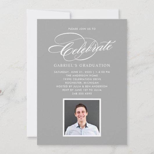 2025年エレガント石板写真卒業パーティーのクラス 招待状 (裏面)