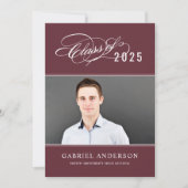 2025年エレガント赤写真卒業パーティーのクラス 招待状 (正面)