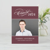 2025年エレガント赤写真卒業パーティーのクラス 招待状 (スタンド正面)