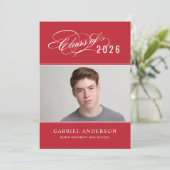 2025年エレガント赤写真卒業パーティーIのクラス 招待状 (スタンド正面)
