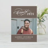 2025年エレガントBrown Photo Graduation Partyクラス 招待状 (スタンド正面)