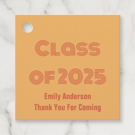 2025年オレンジと赤オレンジの卒業のクラス フェイバータグ (正面)