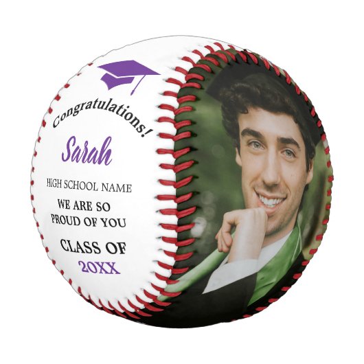2025年カスタムの卒業写真クラス | パープル 野球ボール (アングル)
