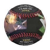 2025年カスタムブラック&金ゴールドの卒業写真クラス 野球ボール (正面)