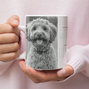 2025年カスタム犬カレンダーのマグカップあなたの犬の写真 ジャンボコーヒーマグカップ